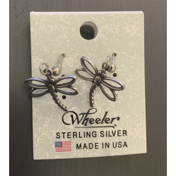Dragonfly Dangle Hypo Post Earrings 925 Sterling Silver Wheeler Jewelry USA New - Picture 5 of 5